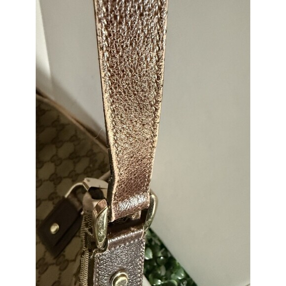 Gucci GG Canvas Brown Messenger Crossbody Bag Leather Trim Gold Hardware Read - Picture 5 of 14